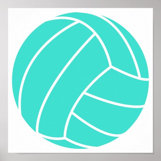 Turquoise; Blauwe Groene Volleybal Poster (Voorkant)