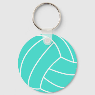 Turquoise; Blauwe Groene Volleybal Sleutelhanger