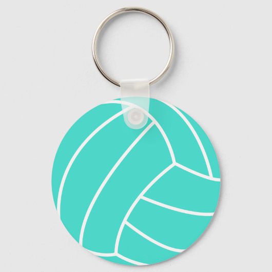 Turquoise; Blauwe Groene Volleybal Sleutelhanger (Voorkant)