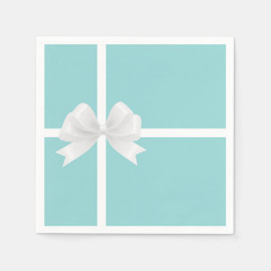 Turquoise Blauwe Grote Witte Strik Bruidscadeaufee Servet