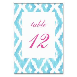 Turquoise Blauwe Ikat Tafelkaart Kaart