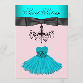 Turquoise Blauwe Kroonluchter Sweet Sixteen Verjaa Kaart