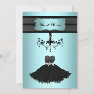 Turquoise Blauwe Kroonluchter Sweet Sixteen Verjaa Kaart
