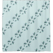 turquoise blauwe libel patroon douchegordijn (Voorkant)