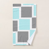 Turquoise blauwe lijn vierkanten bad handdoek (Handdoek)