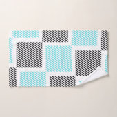 Turquoise blauwe lijn vierkanten bad handdoek (Handdoek)