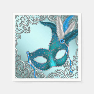 Turquoise Blauwe Maskerade Feest Servet