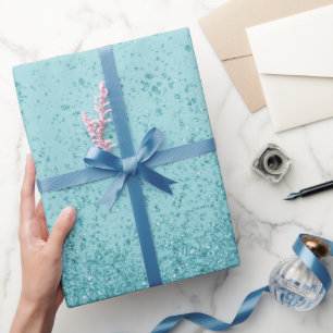 Turquoise Blauwe Nep Glitters  Cadeaupapier