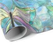 Turquoise Blauwe Paarse Vlinders Cadeaupapier (Rol Hoek)