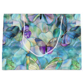 Turquoise Blauwe Paarse Vlinders Groot Cadeauzakje (Voorkant)