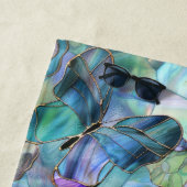 Turquoise Blauwe Paarse Vlinders Strandlaken (In situ)