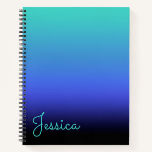 Turquoise Blauwe Periwinkle en Zwarte Verlopen Bla Notitieboek