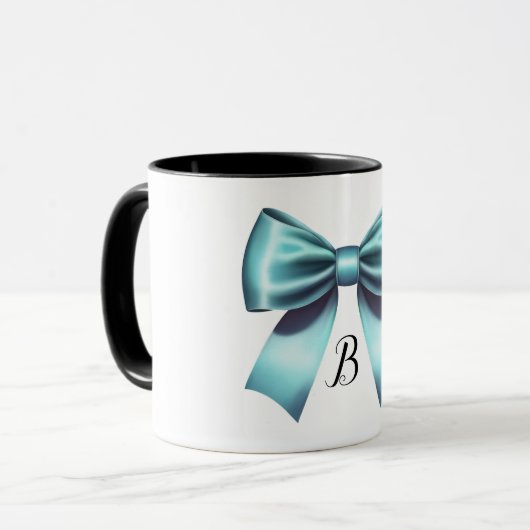 Turquoise Blauwe Strik Elegante Bruidsfeest Bruilo Mok (Voorkant links)