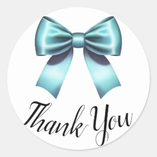 Turquoise Blauwe Strik Elegante Bruidsfeest Bruilo Ronde Sticker