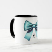 Turquoise Blauwe Strik Elegante Bruiloft Bruidsfee Mok (Voorkant links)