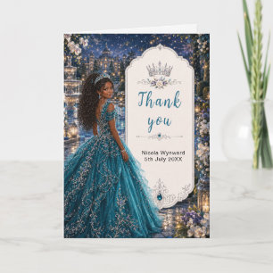 Turquoise Blauwe Sweet 16 Prinsessen Tuin Bedankkaart