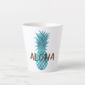 Turquoise Blauwe Tropische Ananas Aloha Latte Mok (Voorkant)