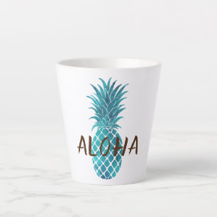 Turquoise Blauwe Tropische Ananas Aloha Latte Mok