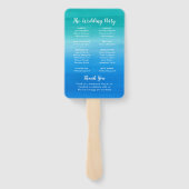 Turquoise Blauwe Waterverf Palm Tree Beach Bruilof Handwaaier (Achterkant)