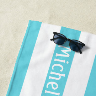Turquoise Blauwe Witte Cabana Strepen Strandhanddo Strandlaken