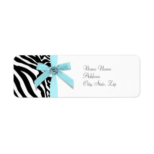 Turquoise Blauwe Zebra Adreslabels Etiket