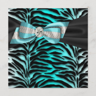 Turquoise Blauwe Zebra All Occasion Feest Uitnodig Kaart