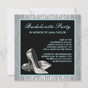 Turquoise Blauwe Zebra Hoge Hakken Bachelorette Fe Kaart
