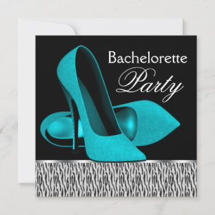 Turquoise Blauwe Zebra Hoge Hakken Bachelorette Fe Kaart
