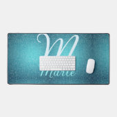 Turquoise blauwgroen agate aqua monogram letter te bureaumat (Keyboard & Muis)