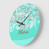 Turquoise blauwgroen agate aqua monogram letter te grote klok (Hoek)