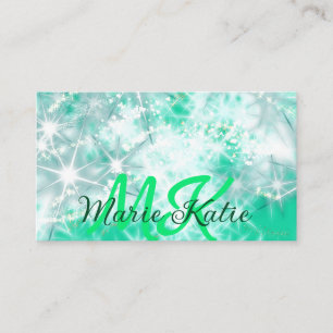 Turquoise blauwgroen agate aqua monogram letter te visitekaartje