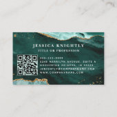 Turquoise Blauwgroen Agate Geode Monogram Gold Scr Visitekaartje (Achterkant)