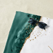 Turquoise Blauwgroen Agate Gold Glitter Monogram S Strandlaken (In situ)