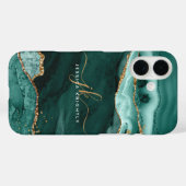 Turquoise Blauwgroen Agate Gold Glitter Script Mon Case-Mate iPhone Case (Achterkant (horizontaal))