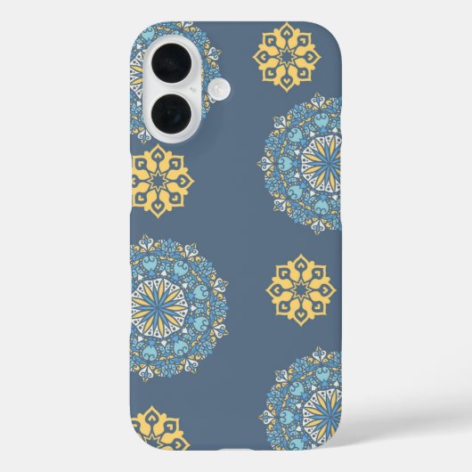 Turquoise Blauwgroen Blauw en geel Mandala Kunstpa Case-Mate iPhone Case (Achterkant)