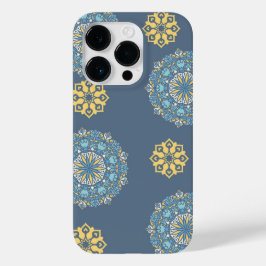 Turquoise Blauwgroen Blauw en geel Mandala Kunstpa Case-Mate iPhone 14 Pro Hoesje