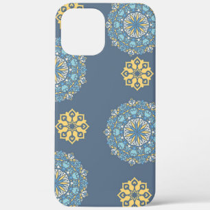 Turquoise Blauwgroen Blauw en geel Mandala Kunstpa iPhone 12 Pro Max Hoesje