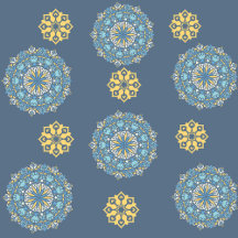 Turquoise Blauwgroen Blauw en geel Mandala Kunstpa