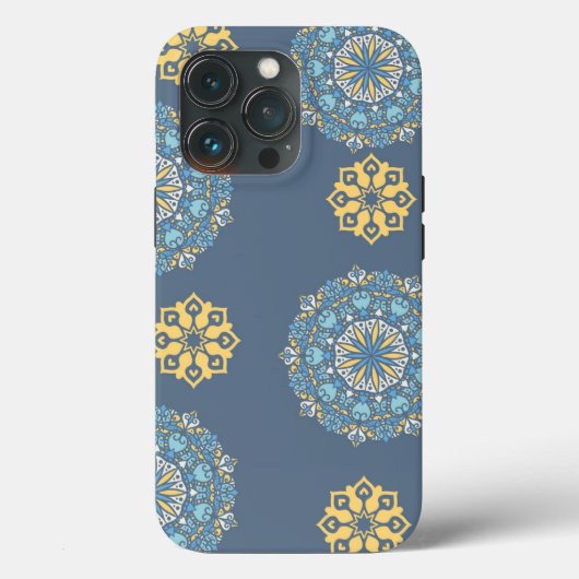 Turquoise Blauwgroen Blauw en geel Mandala Kunstpa Case-Mate iPhone Case (Achterkant)