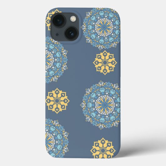 Turquoise Blauwgroen Blauw en geel Mandala Kunstpa Case-Mate iPhone Case (Achterkant)