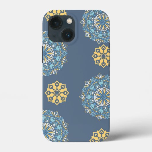 Turquoise Blauwgroen Blauw en geel Mandala Kunstpa Case-Mate iPhone Case (Achterkant)