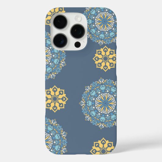Turquoise Blauwgroen Blauw en geel Mandala Kunstpa Case-Mate iPhone Case (Achterkant)