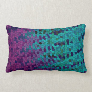 Turquoise Blauwgroen Blue en Paars Violet Mosaic Kussen