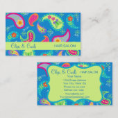 Turquoise Blauwgroen Blue Modern Paisley Pattern Visitekaartje (Voorkant / Achterkant)