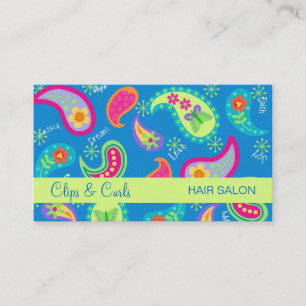 Turquoise Blauwgroen Blue Modern Paisley Pattern Visitekaartje