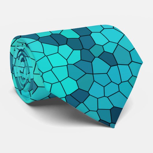 Turquoise Blauwgroen Blue Pattern Stropdas (Opgerold)