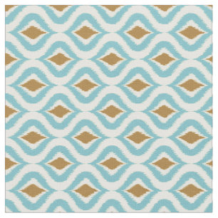 Turquoise Blauwgroen Brown Retro Chic Ikat Drups P Stof