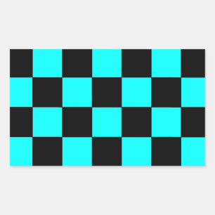 Turquoise Blauwgroen Checkerboard Chessboard Stick Rechthoekige Sticker
