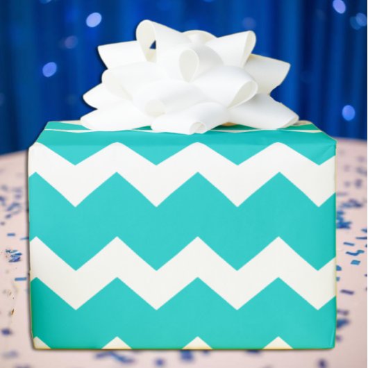 Turquoise Blauwgroen Chevron Cadeaupapier