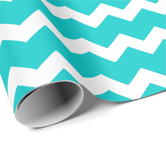 Turquoise Blauwgroen Chevron Cadeaupapier (Rol Hoek)